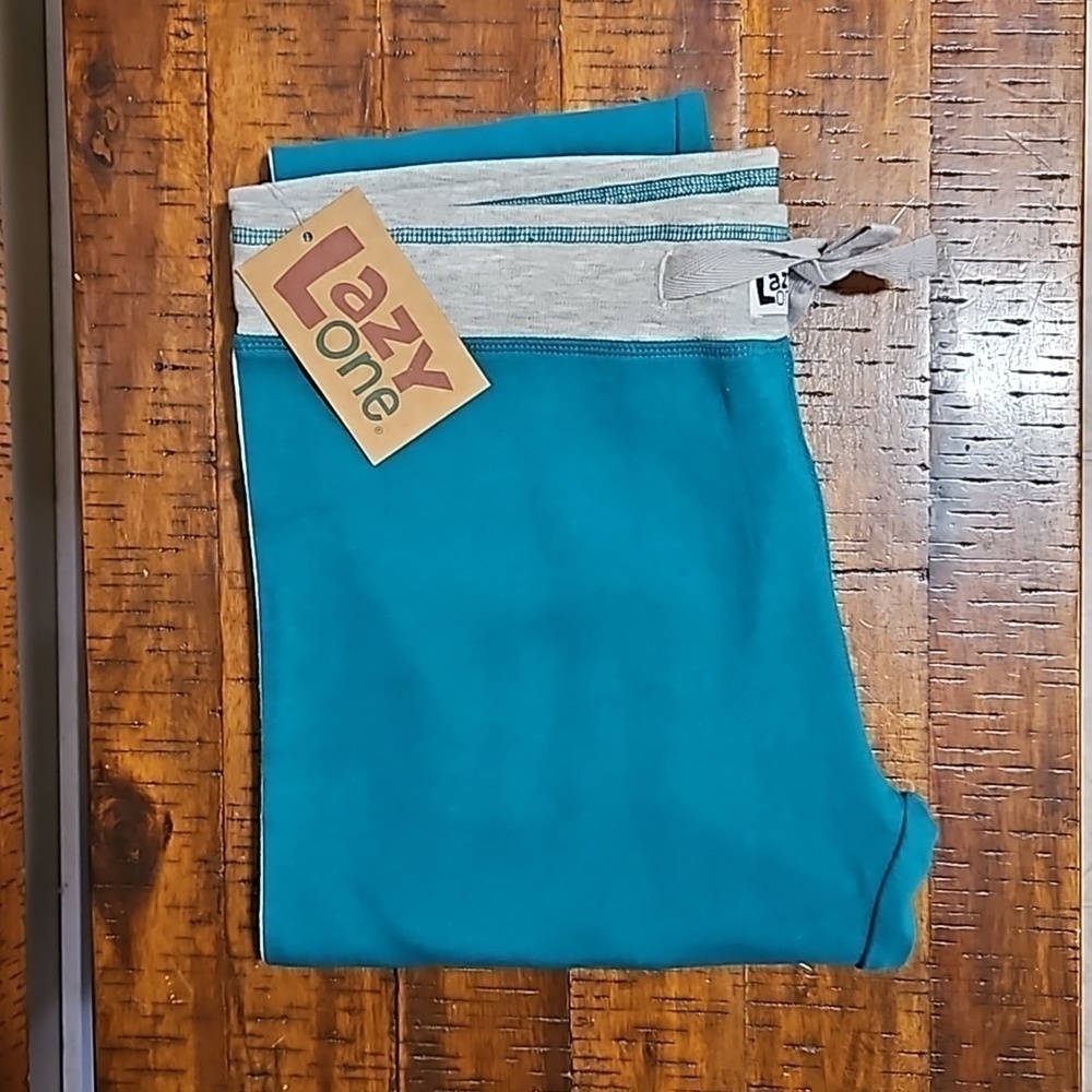 Lazy One Sporty Bear PJ Leggings L Cotton Turquoise Grey